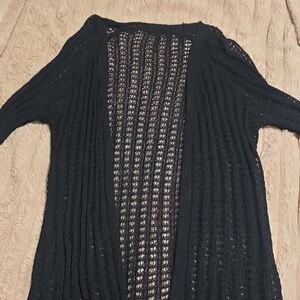 Women's Black Open-Knit Sweater